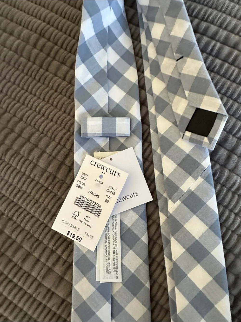 NWT Crewcuts Blue and White Checkered Tie